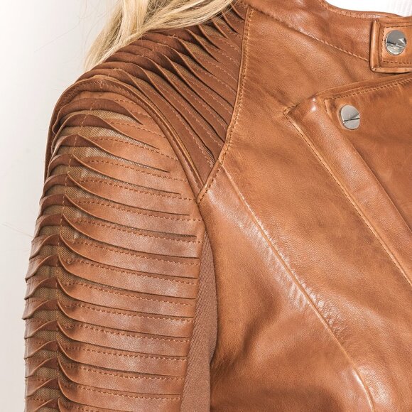 Lamarque NWT - Azra Leather Jacket in Luggage - Picture 5 of 5